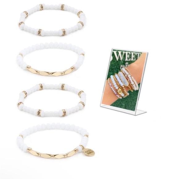 Kinsley Armelle Set of 4 Ashen Gold & White Beaded Bracelets - Picture 3 of 3